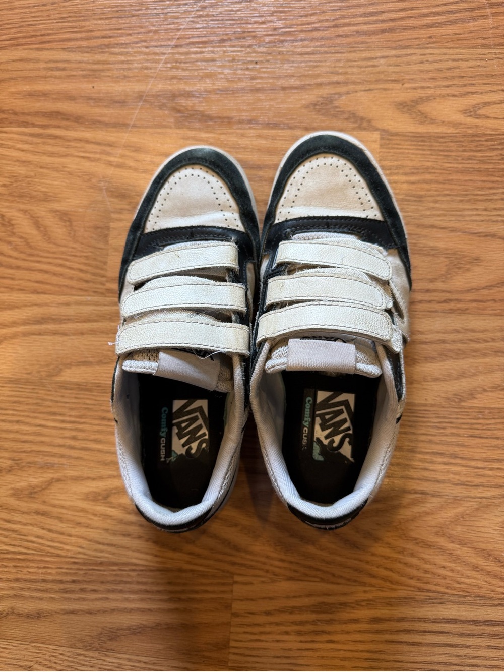 Vans Black and White Velcro Sneakers